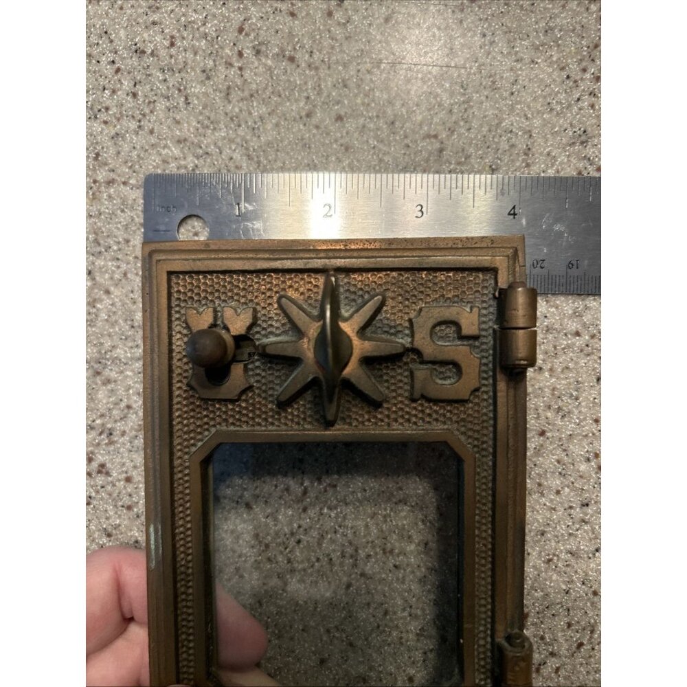 1920's US Brass Post Office Door Glass in Window Antique Collectible Textured - Picture 6 of 7